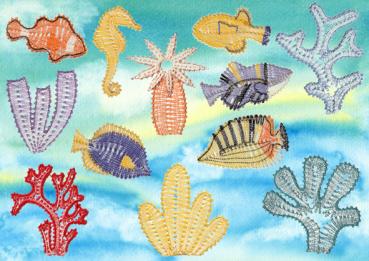 Preview: 512 Klöppelbrief  „Südsee-Zauber“ Motive für "Aquarium" oder Keilrahmen